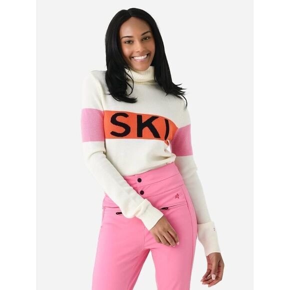 Perfect Moment Ski Sweater II in Snow White & Red Orange Rainbow XL - Picture 3 of 9